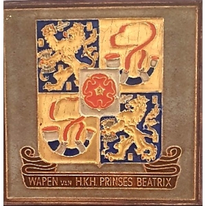 Cloisonné tegel Wapen van H.K.H. Prinses Beatrix